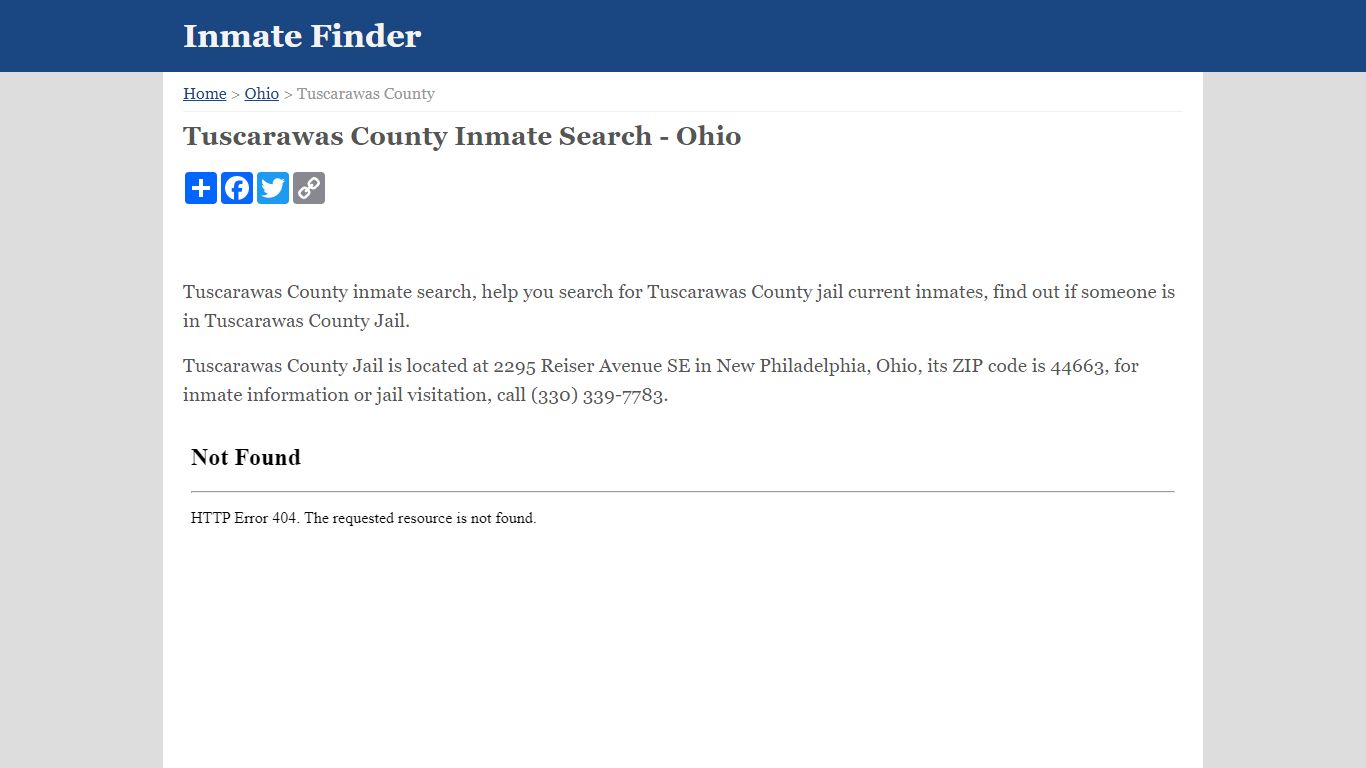 Tuscarawas County Inmate Search - Ohio
